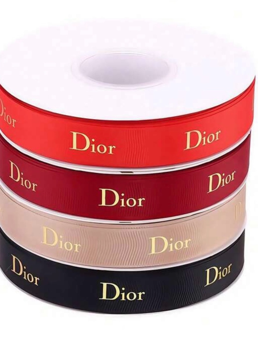 New set of 4 Logo Grosgrain Ribbon - Red, Burgundy, Cream, Black 40 yards each